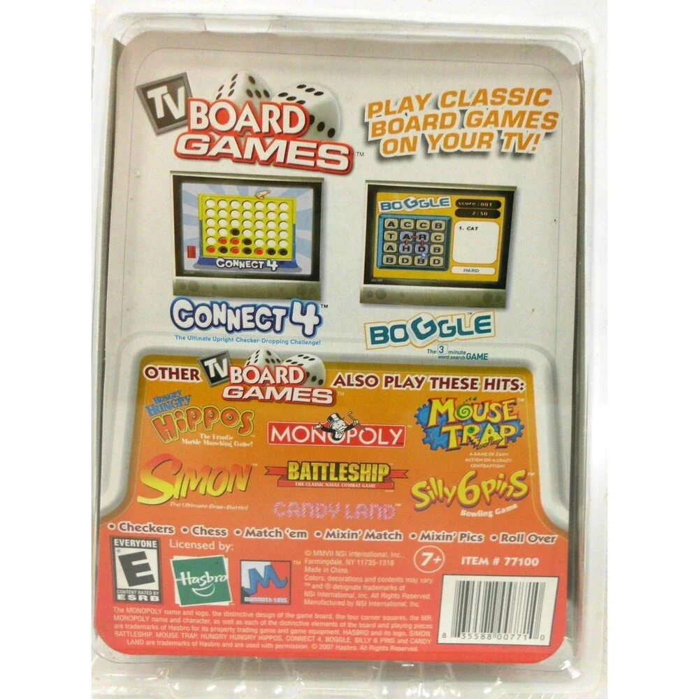 TV Classic Board Games 3 Games In 1 Plug and Play On Your TV Hasbro 77100 New